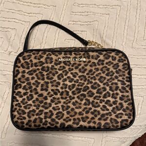 Michael Kors Animal Print Clutch with Black Strap